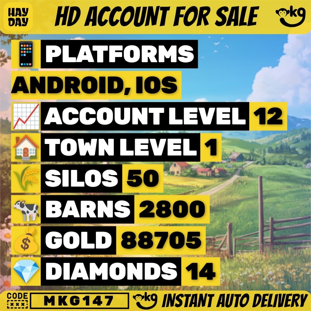 LVL 12 • 🧺 Barn: 2800 • 🏚️ Silo: 50 • 💎 14 Diamonds • 💰 88 k Coins