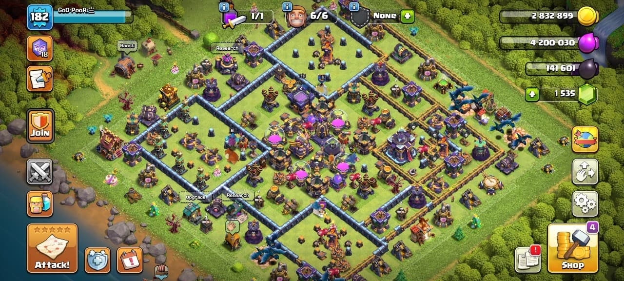 TH 15 / LeveL 182 / Gems 1535 / Heroes (72 76 51 51 26) / CN 1500 / cod 127 (Copy)