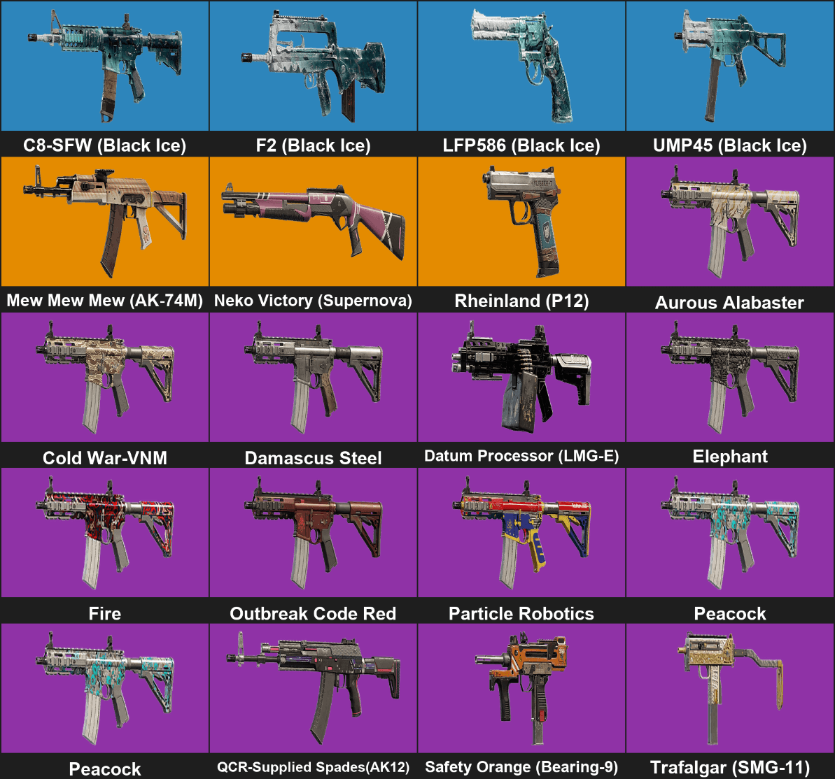 【PC/PSN】58 Skins | 4 Black Ice | 3 Seasonals | 7 Universals | 2 Elites | 99 LVL