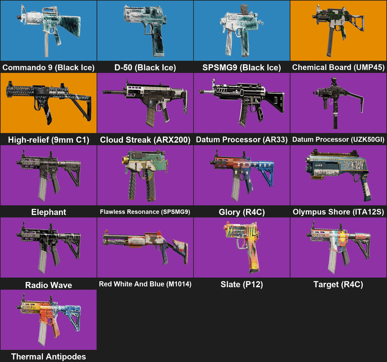 【PC/PSN】40 Skins | 3 Black Ice | 2 Seasonals | 2 Universals | 75 LVL