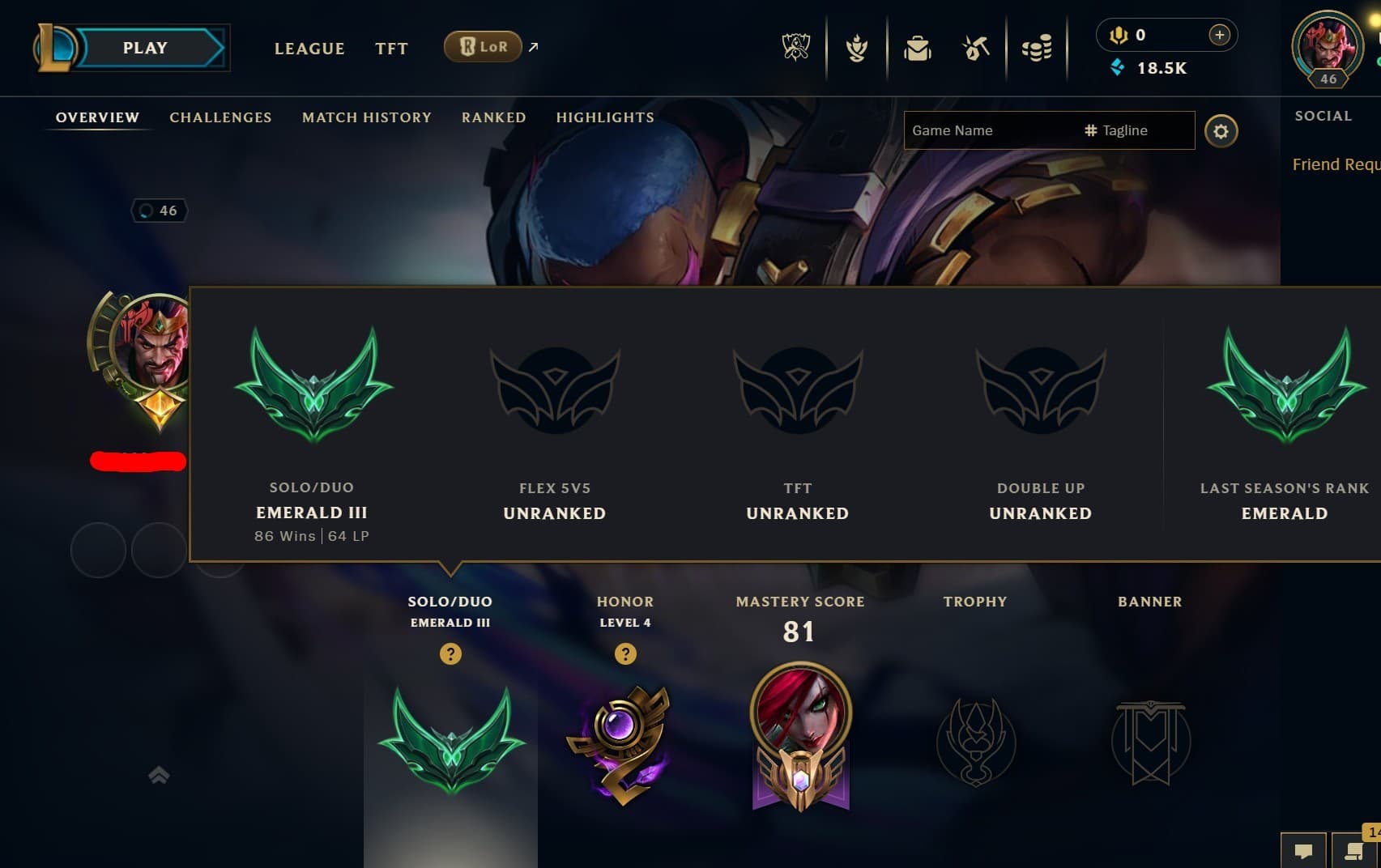 EUW ⭐ Emerald 3 - 64LP - 10 Skins - 55 Champ