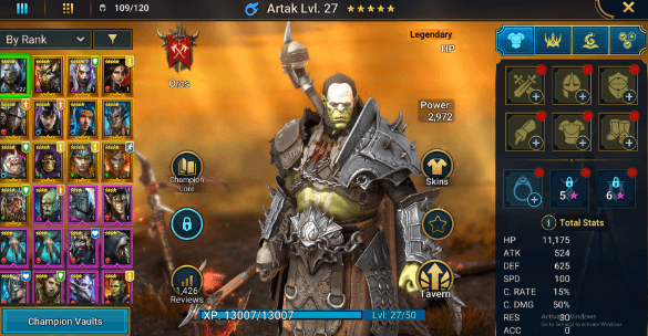 Level 18🌟Artak Level 27🔥3 Legendaries🎯354 Mystery Shards💰33M Silver