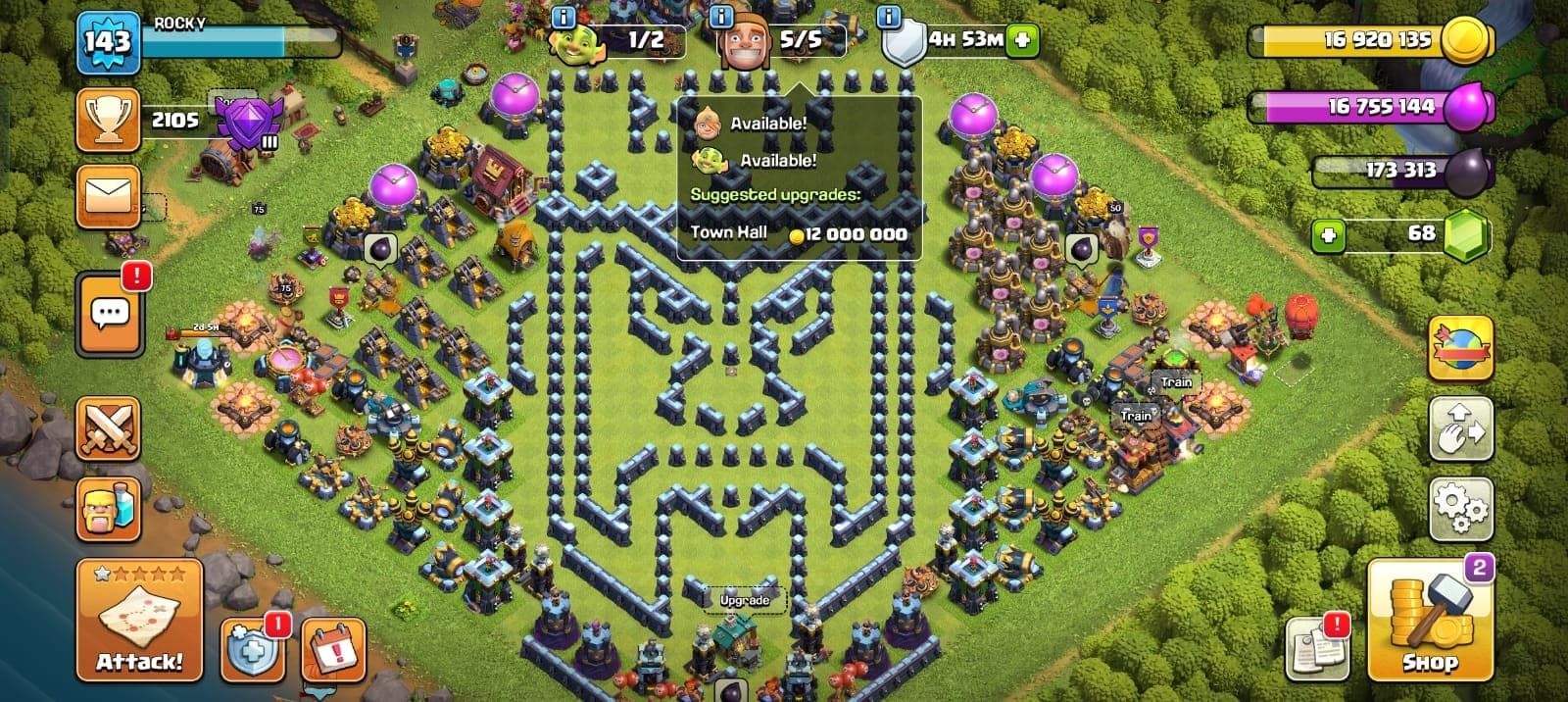 TH13 FULLY MAX 100% |NOTHING LEFT| 8 EPIC EQUIPMENTS | MAX SPIKY BALL FIRE BALL LAVAPUPS ELECTRO BOOTS | FROZEN ARROW 14 |  FREE NAME CHANGE