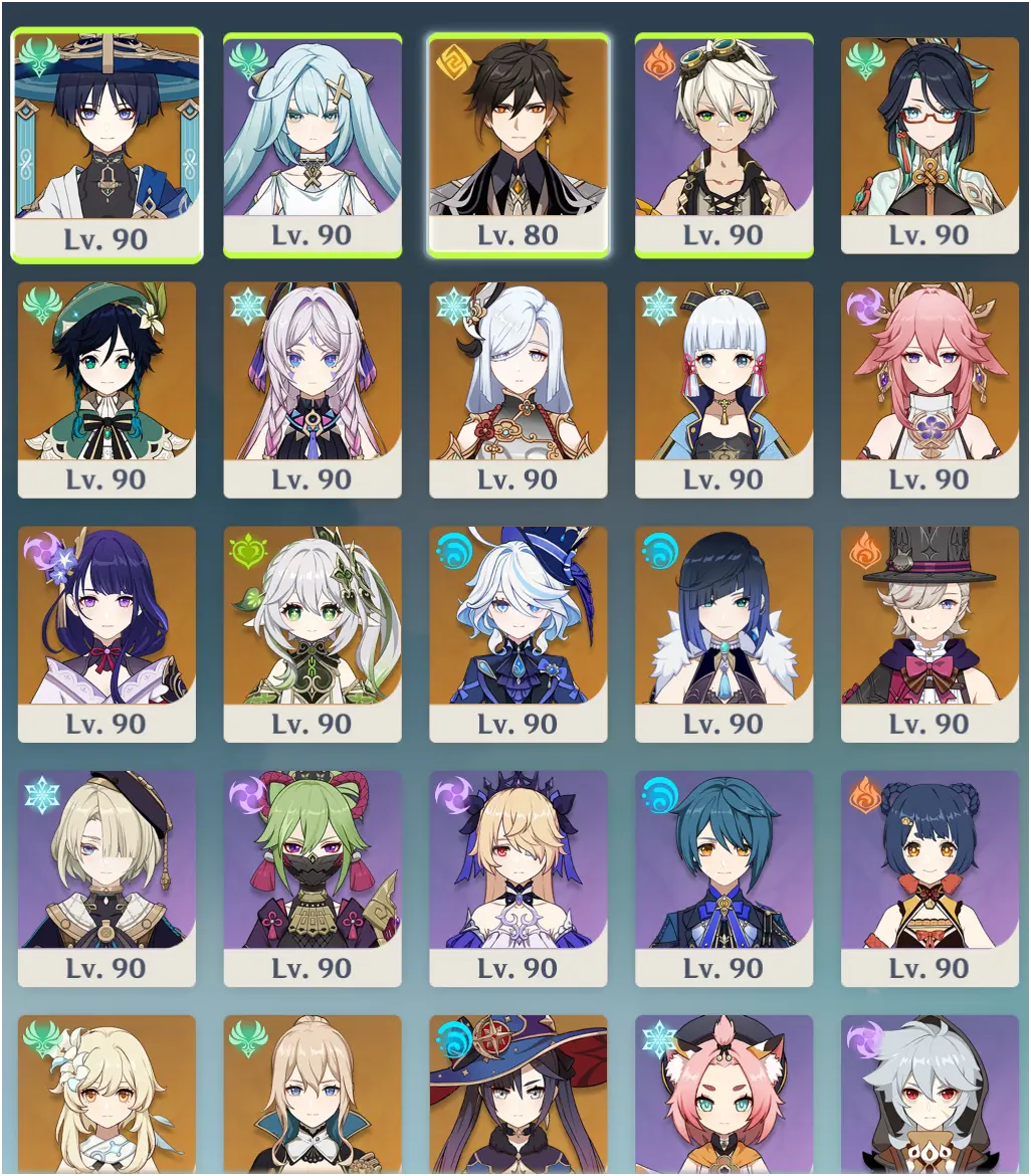 NA AR55 | 5 stars*11 Raiden Shogun | Diluc | Hu Tao | Jean | Kamisato Ayaka | Keqing(C3) | Kinich | Nahida | Tartaglia | Venti | Skyward Harp  |  lots of 4* characters and weapons