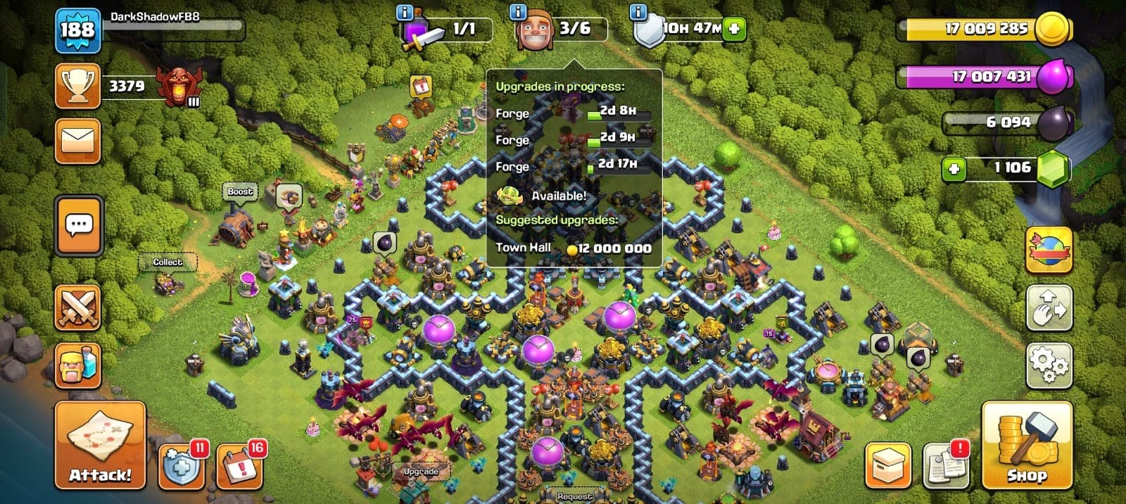 TH13 FULLY MAX 100% |  8 EPIC EQUIPMENTS |  MAX SPIKY BALL  MAX  FIRE BALL MAX FROZEN ARROW  MAX  ROCKET SPARE |MAX  ELECTRO BOOTS |MAX GIANT GUNLET