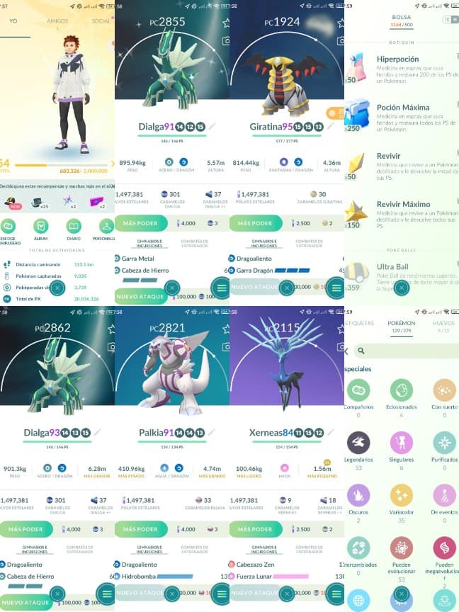 Level 54+ 🎯 Shiny Dialga - 53 Leg + 35x Shiny