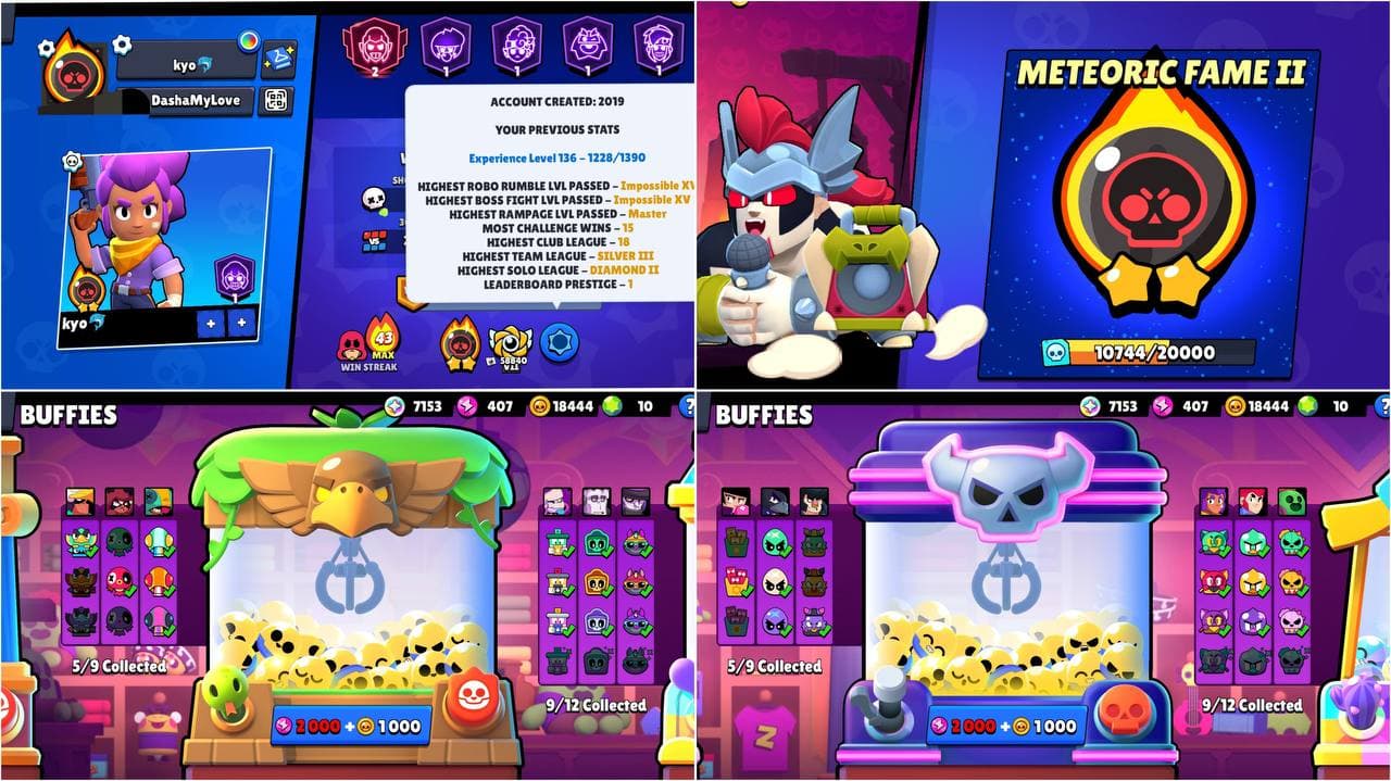 OG 2019, LEADERBOARD PRESTIGE 1, METEORIC FAME, 2 MATCHERINO PIN, 104k+ TROPHY, 27.3k 3v3 WINS, 101 HYPER CHARGED, 431 OP SKINS | HV382