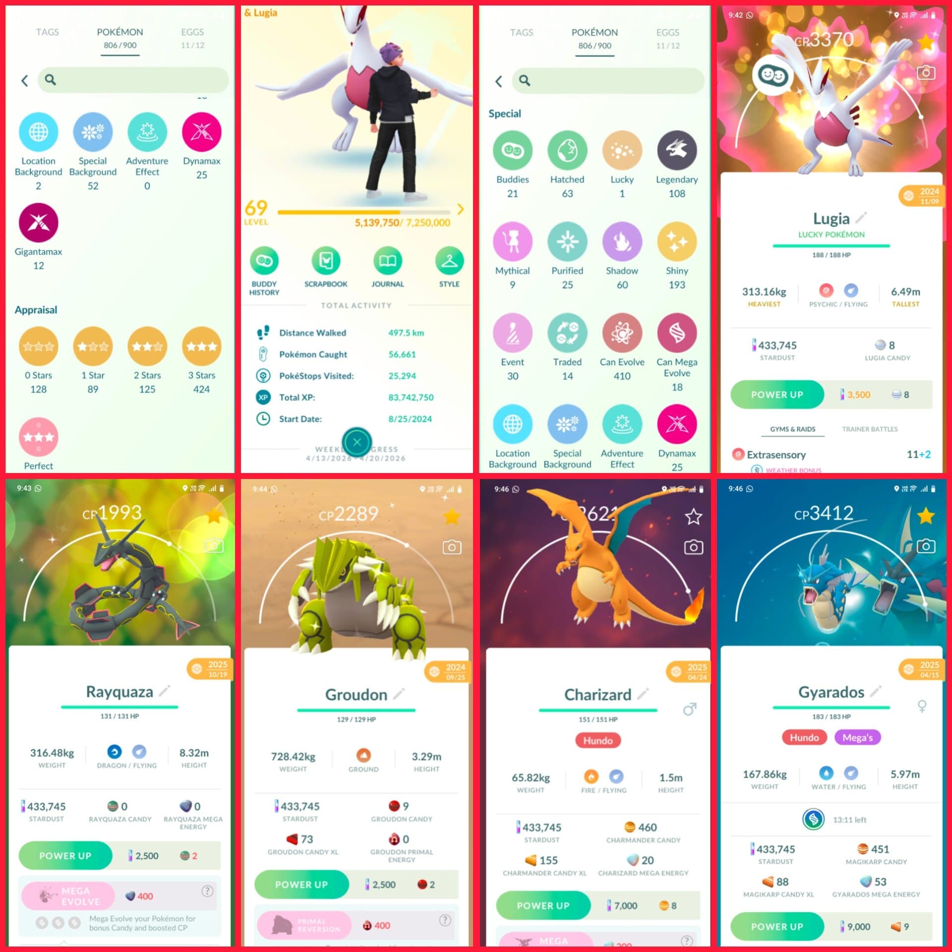 MEW - HO-OH - RAYQUAZA LUGIA LVL 69 STACKED ACCT 37 HUNDO IV) 193 SHINY | 100 LEGENDARY | G- MAX D- MAX | INSTANT