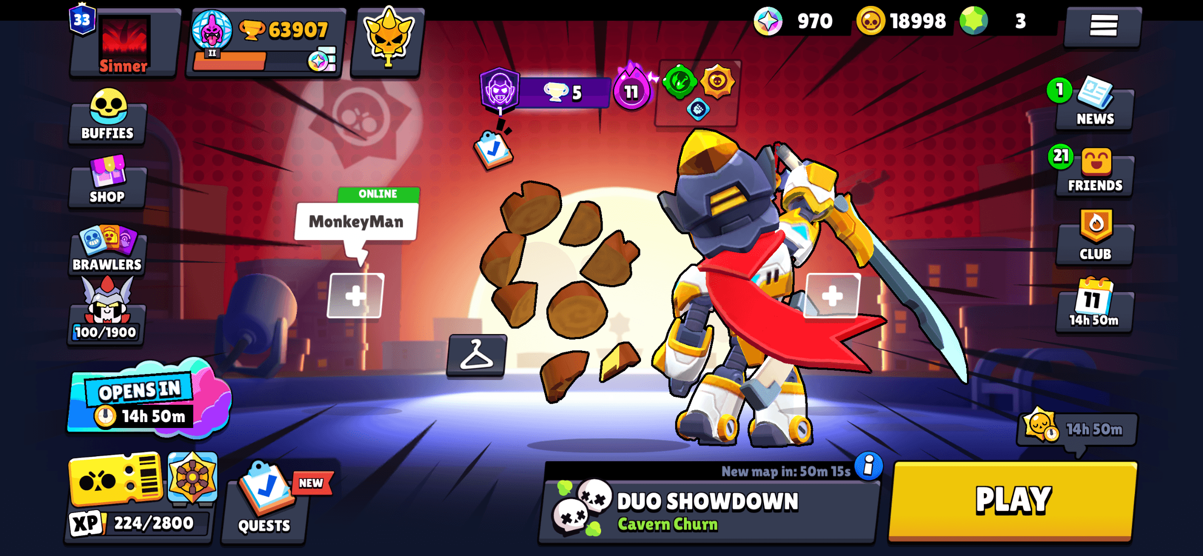 Brawl Stars Account – 64.2K Trophies | 102 Brawlers | Mythic III | 17 Hypercharges